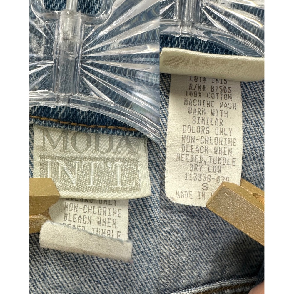 Moda International 90s Vintage  Cotton Blue Denim Shirt Jacket Small Tailored‎ - Picture 3 of 16